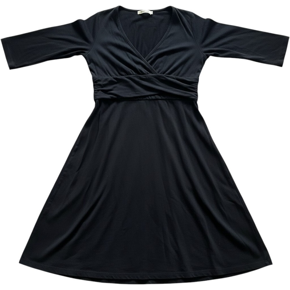 Patagonia Womens XL Black Organic Cotton V-Neck Empire Waist A-Line Dress